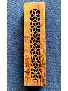 Handcarved Rosewood Trinket Jewelry Box Incense Holder Vintage 1960s 9.5" x 2.5'